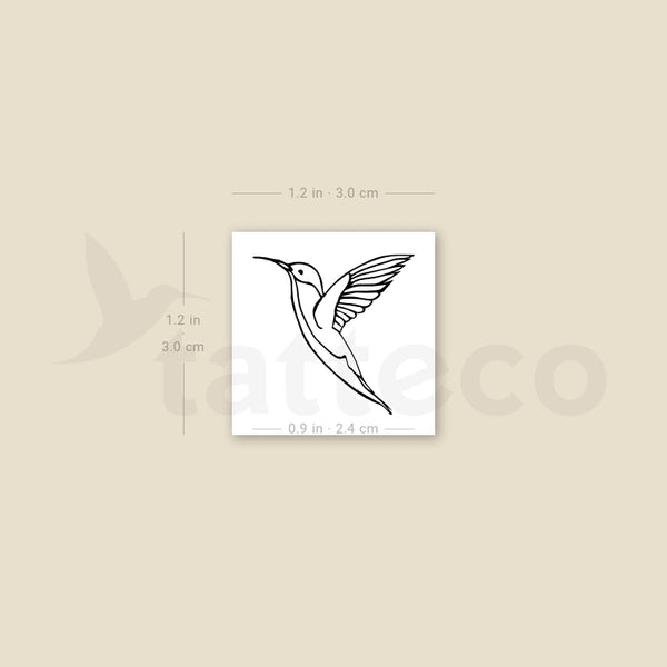 Fine Line Hummingbird Temporary Tattoo - Set of 3