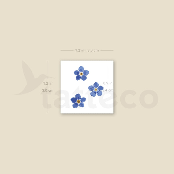 Three Forget-me-not Flowers Temporary Tattoo - Set of 3