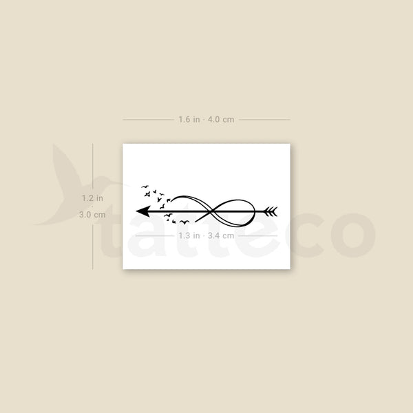 Infinity Arrow Birds Temporary Tattoo - Set of 3