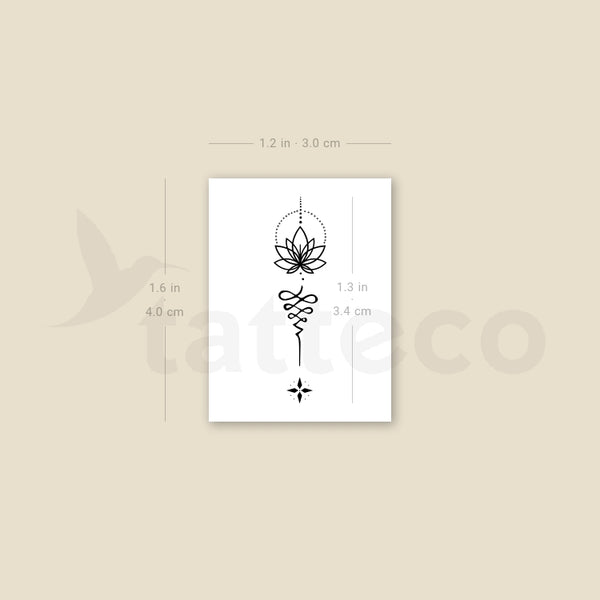 Lotus Unalome Ornament Temporary Tattoo - Set of 3