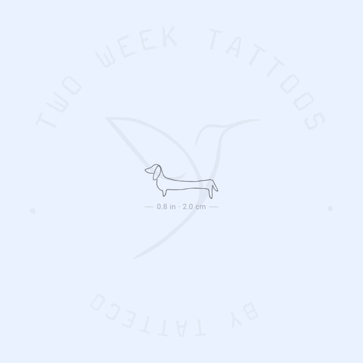 Single Line Dachshund Semi-Permanent Tattoo - Set of 2