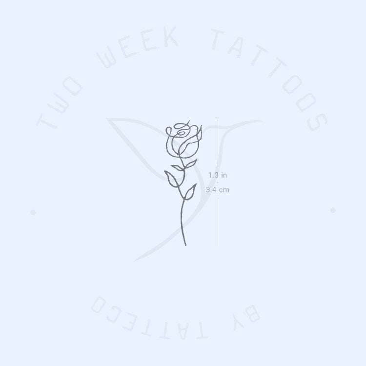 Single Line Rose Semi-Permanent Tattoo - Set of 2