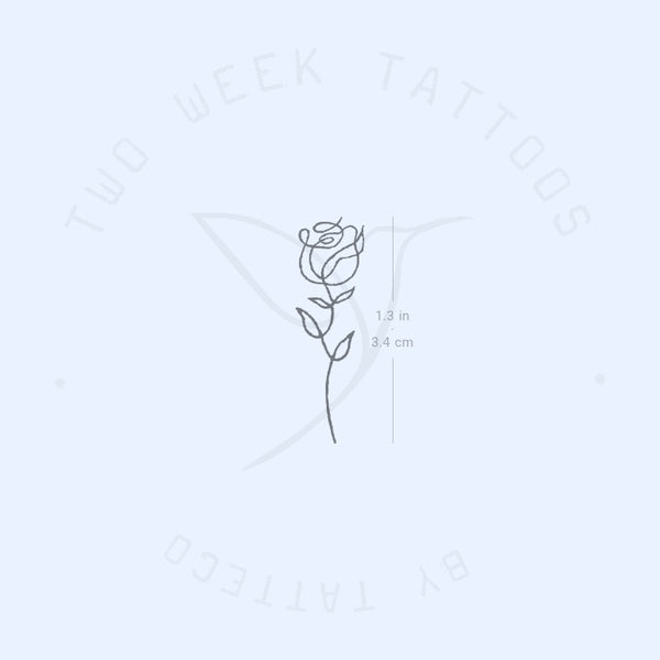 Single Line Rose Semi-Permanent Tattoo - Set of 2