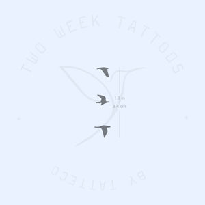 3 Small Flying Birds Semi-Permanent Tattoo - Set of 2