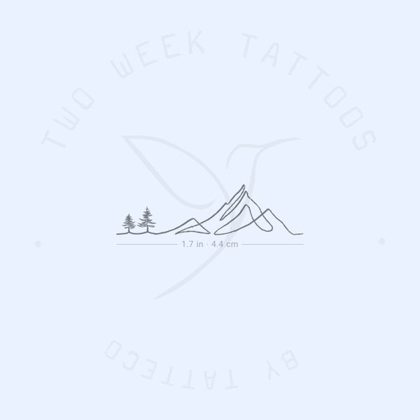 Mountain Lone Pine Trees Semi-Permanent Tattoo - Set of 2