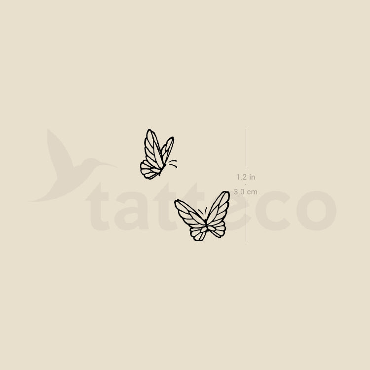 Delicate Butterfly Duo Temporary Tattoo - Set of 3