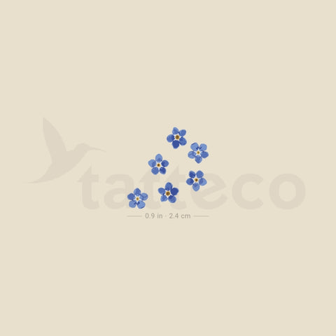 Six Forget-me-not Flowers Temporary Tattoo - Set of 3