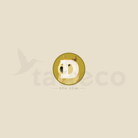 Dogecoin Logo Temporary Tattoo - Set of 3