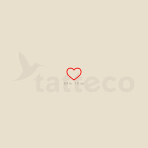 Little Red Heart Outline Temporary Tattoo - Set of 3