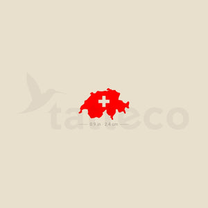 Switzerland Flag Map Temporary Tattoo - Set of 3