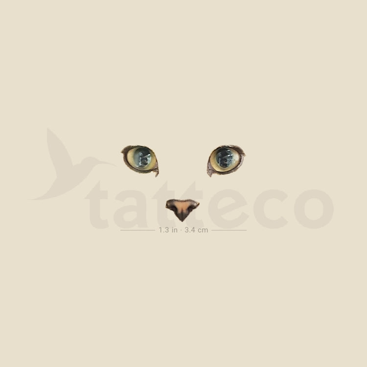 Minimalist Cat Face Temporary Tattoo - Set of 3