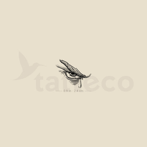 Small Fallen Angel's Crying Eye Temporary Tattoo - Set of 3