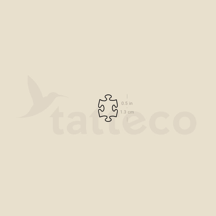 Tiny Fine Line Puzzle Piece Temporary Tattoo - Set of 3