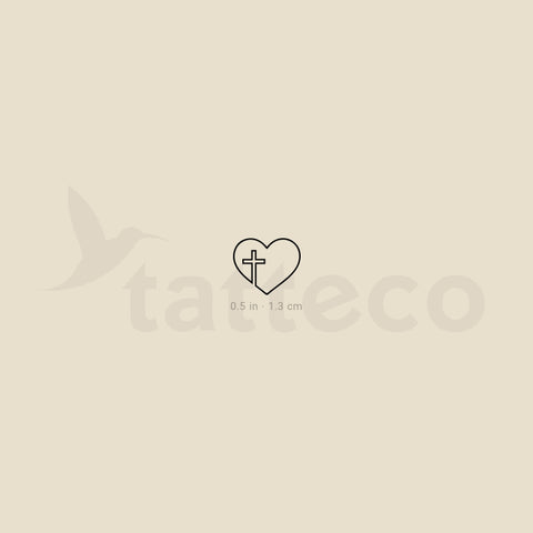 Continuous Line Heart And Cross Temporary Tattoo - Set of 3