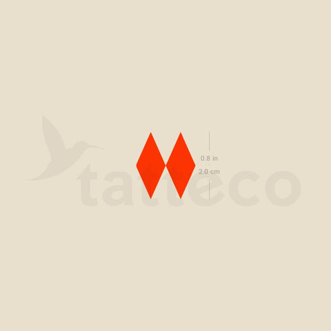 Two Red Rhombuses Temporary Tattoo - Set of 3