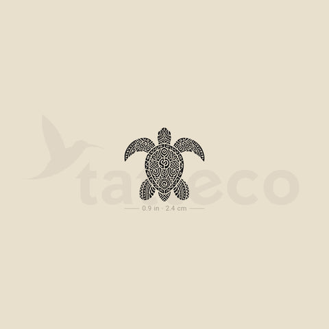 Tribal Sea Turtle Temporary Tattoo - Set of 3