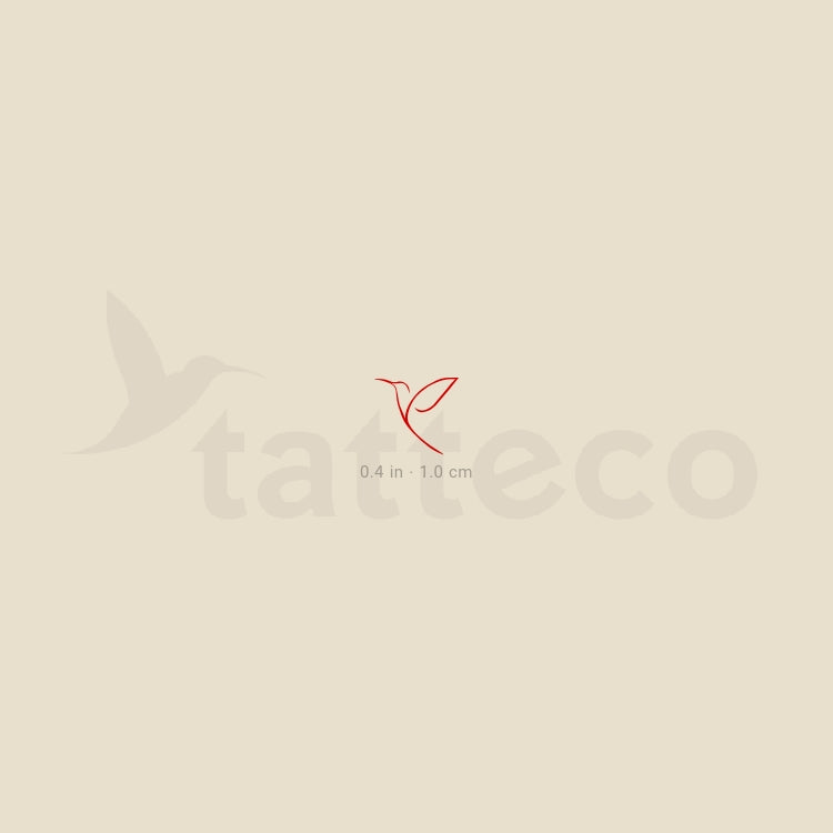 Tiny Red Hummingbird Temporary Tattoo - Set of 3