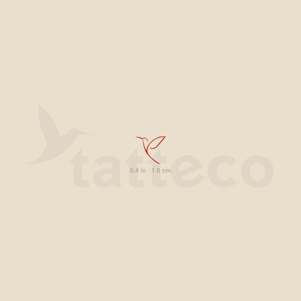 Tiny Red Hummingbird Temporary Tattoo - Set of 3