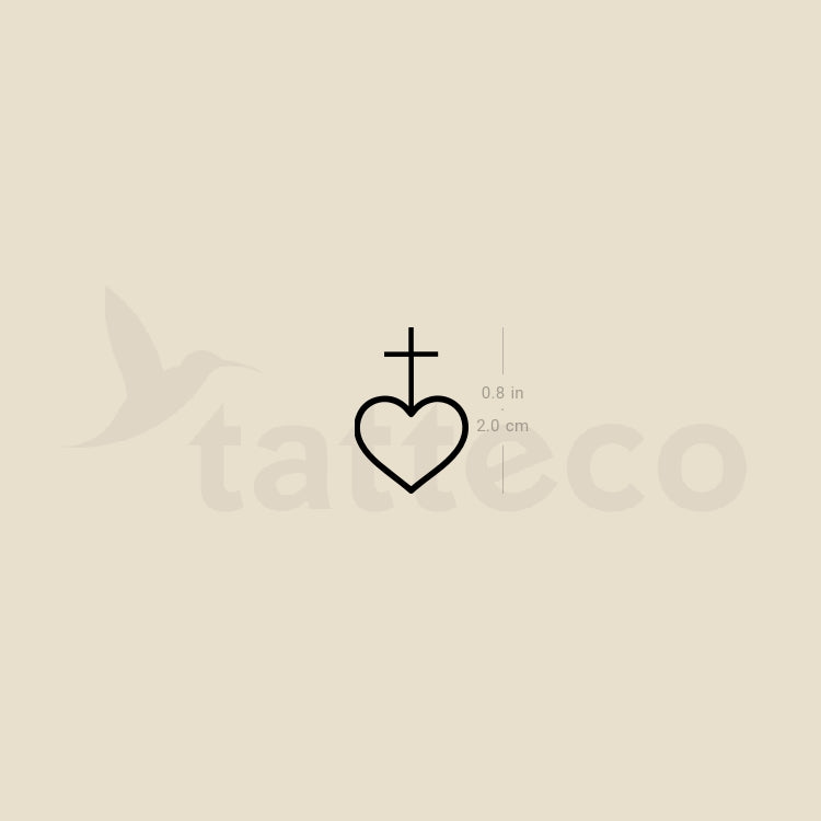 Heart And Cross Temporary Tattoo - Set of 3