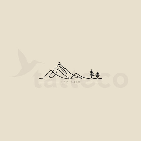 Mountain Lone Pine Trees Temporary Tattoo - Set of 3