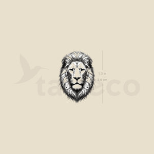 Black And Grey Lion Portrait Temporary Tattoo - Set of 3