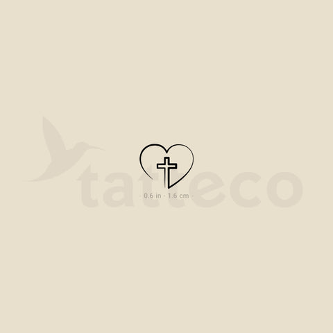 Single Line Heart And Cross Temporary Tattoo - Set of 3