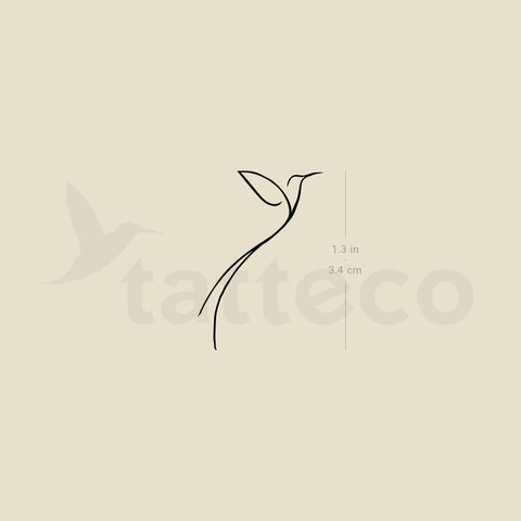 Minimalist Long Tailed Hummingbird Temporary Tattoo - Set of 3