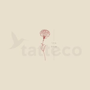 Red Carnation Temporary Tattoo - Set of 3