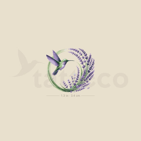 Watercolor Hummingbird And Lavender Temporary Tattoo - Set of 3