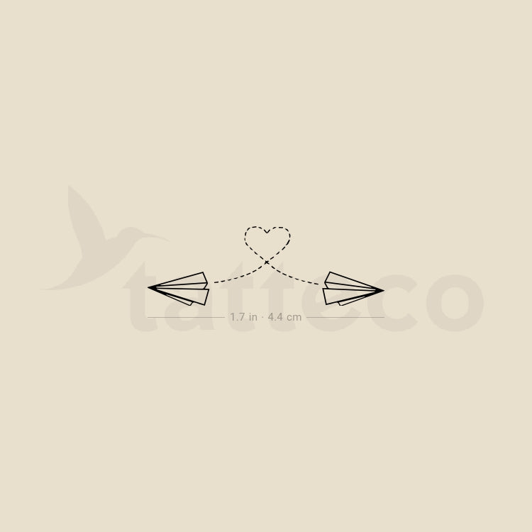 Two Paper Airplane Flying Temporary Tattoo - Set of 3