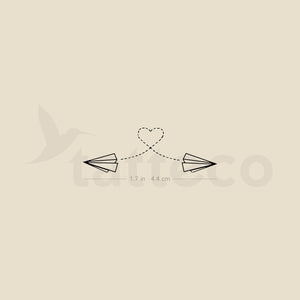 Two Paper Airplane Flying Temporary Tattoo - Set of 3