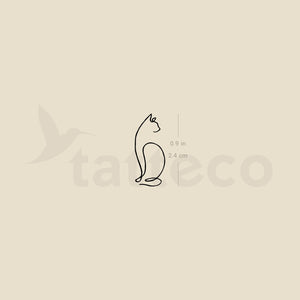 One Line Cat Temporary Tattoo - Set of 3