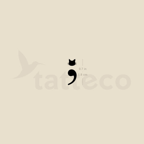 Semicolon Cat Temporary Tattoo - Set of 3