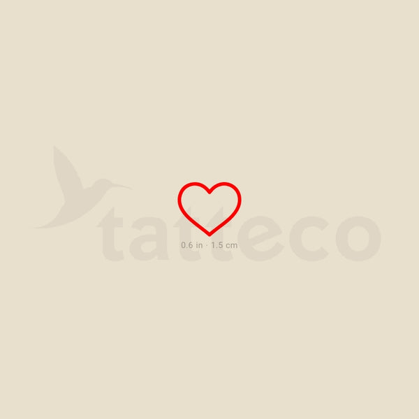 Red Heart Outline Temporary Tattoo - Set of 3