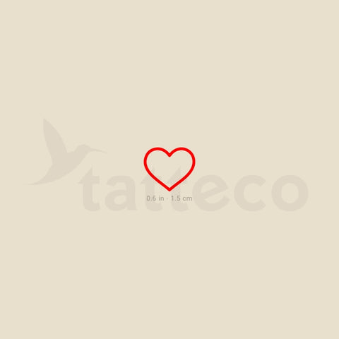 Red Heart Outline Temporary Tattoo - Set of 3