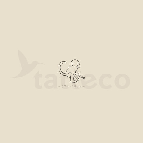 Single Line Monkey Temporary Tattoo - Set of 3