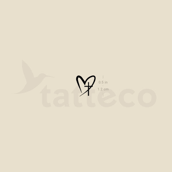 Tiny Cross Heart Temporary Tattoo - Set of 3