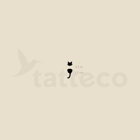 Little Cat Semicolon Temporary Tattoo - Set of 3