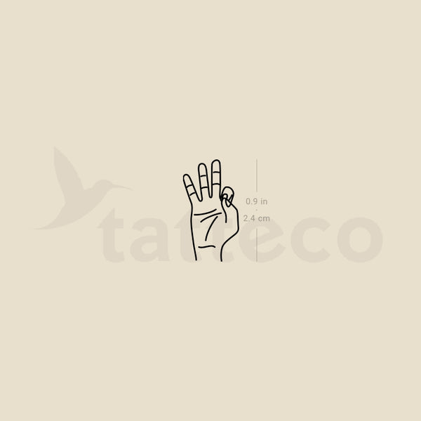 Sign Language F Temporary Tattoo - Set of 3