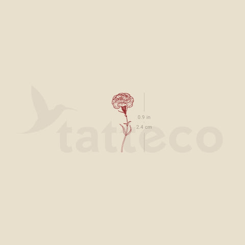 Small Red Carnation Temporary Tattoo - Set of 3