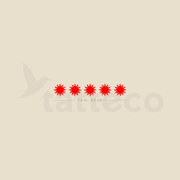 Five Red Suns Temporary Tattoo - Set of 3