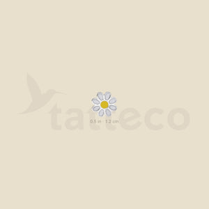 Silver Enamel Daisy Temporary Tattoo - Set of 3