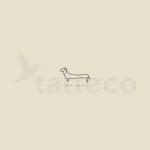 Single Line Dachshund Temporary Tattoo - Set of 3