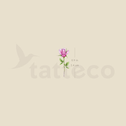 Small Pink Rose By Mini Lau Temporary Tattoo - Set of 3