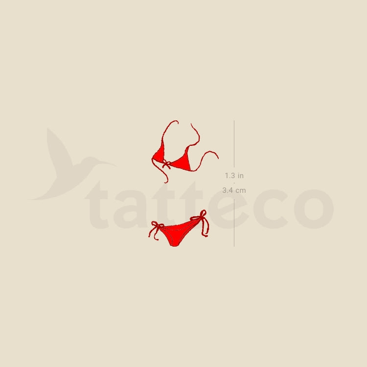 Red Bikini Temporary Tattoo - Set of 3