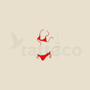 Red Bikini Temporary Tattoo - Set of 3