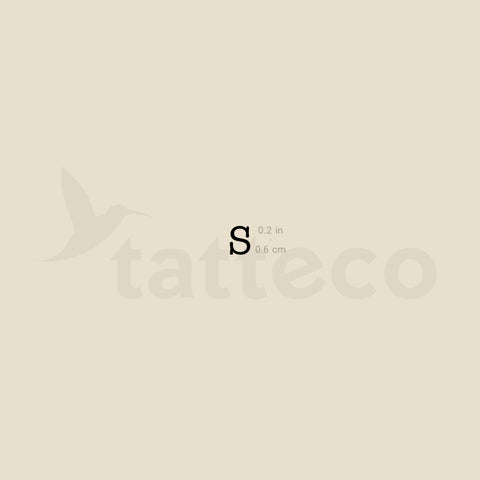 S Uppercase Typewriter Letter Temporary Tattoo - Set of 3