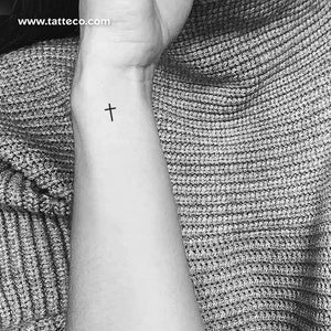 white ink cross tattoo
