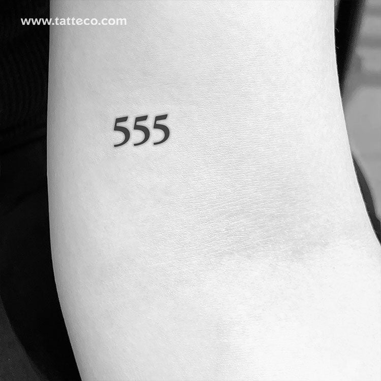 555 Angel Number Temporary Tattoo Set of 3 Tatteco